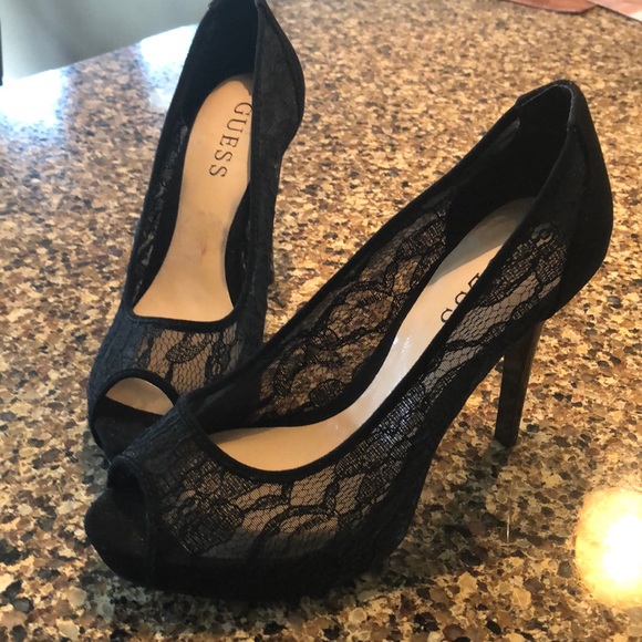 Guess Shoes - Gorgeous black lace peep toe heels Guess Shoes - Gorgeous black lace peep toe heels